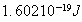 $1.60210^{-19}J$